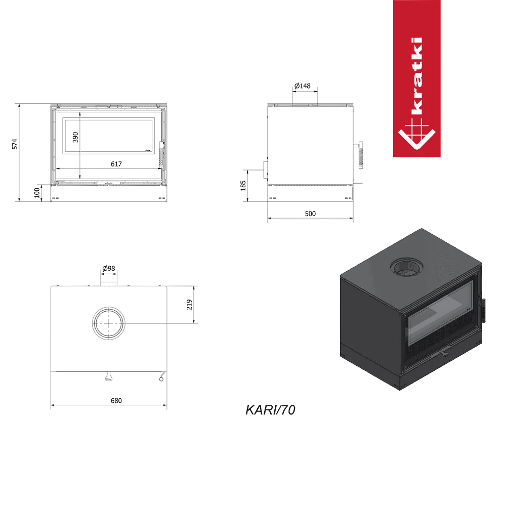 Kari 70 Wood Burning Steel Stove – 8kW - Image 5