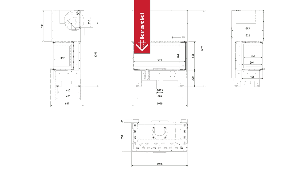 NBC 1000/400 Lift-Up Glass Wood Burning Fireplace Insert – 15kW - Image 4