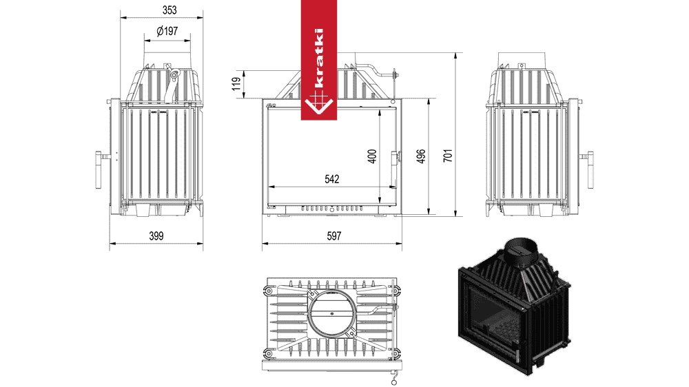 Maja Deco Wood Burning Fireplace Insert – 8kW - Image 5