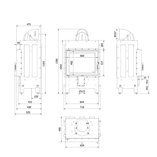 Lucy Wood Burning Steel Fireplace – 12kW - Image 5