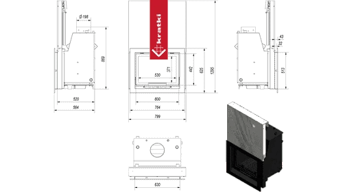 Zuzia Wood Burning Boiler Fireplace Insert – 12kW - Image 2
