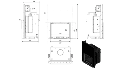 Zuzia Wood Burning Boiler Fireplace Insert – 12kW - Image 3